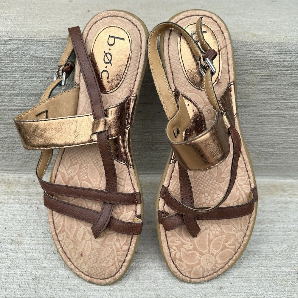 BOC Born of Concept Womens Size 7 M Strappy Sandals Ankle Strap Brown Bronze Toe